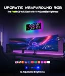 EASYERA 16.5" Large Digital Wall Clock with Remote Control, RGB Atmosphere Lights with 11 Scenes Mode, Dual Alarms with Big LED Display, Auto DST, Temperature for Living Room Gaming