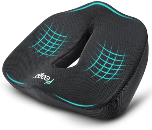 Feagar Coussin Coccyx Grand: Coussin Chaise Bureau En Mousse à Mémoire De Forme XXL, Coussin Ergonomique Assise Orthopédique, Soulage Les Hémorroïdes, Idéal Pour Une Assise Prolongée De