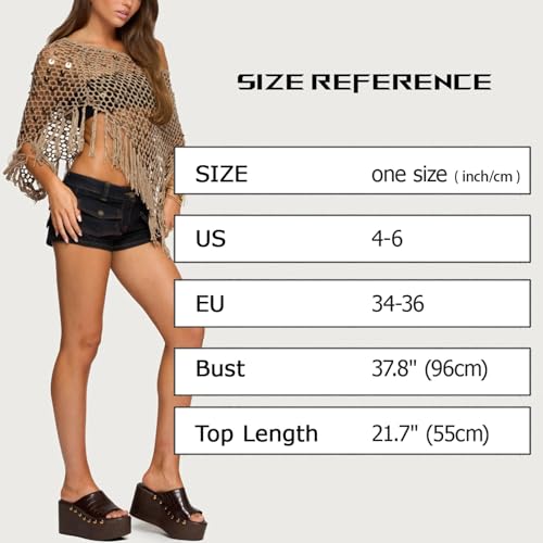 Fringe Sequin Crochet Poncho Women Sheer Poncho Top Lightweight Knit Mesh Batwing Sleeve Beachwear Cover Up Tops2