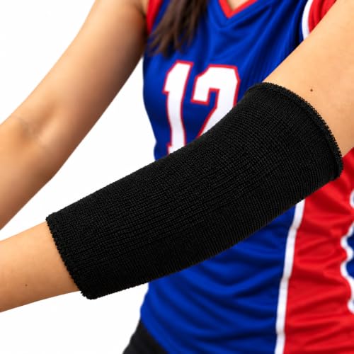 Volleyball 9" 4-Layer Terry Elbow & Forearm Sweatband, Black