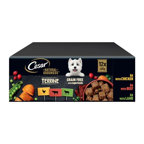 Cesar Natural Goodness in Loaf 12 x 400 g Cans, Adult Premium Wet Dog Food, Mixed Selection