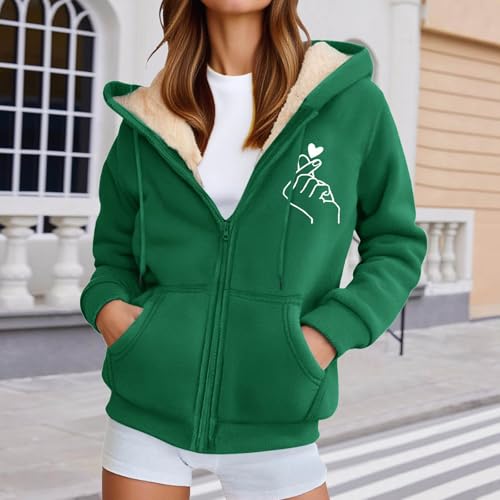 Sudadera contra el frío invernal de forro polar con cremallera chaqueta deportiva gruesa verde 2