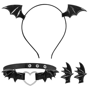 mobumeia Halloween Kostüme Fledermaus Haarschmuck mit Fledermaus Haarspangen, Damen Fledermaus Halsband, Fledermaus Stirnband, Halloween Kostüme Fledermaus Kopfschmuck Zubehör