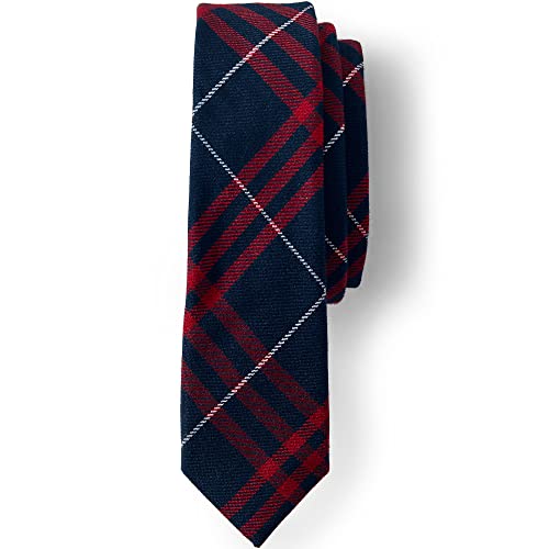 Lands' End Uniform To Be Tied Plaid Tie Classic Navy Large Plaid One Size