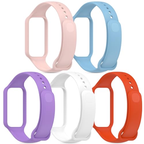CHULN 5 Pièces Bracelet Compatible avec Xiaomi Smart Band 8 Active et Redmi Smart Band 2, Bracelets de Remplacement Souple Silicone Sport Réglable pour Xiaomi Smart Band 8 Active. – Image 3