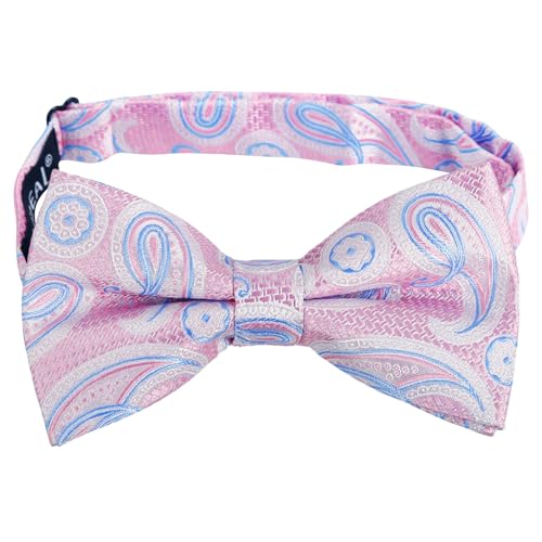 Image of Alizeal Mens 4pcs Vintage Paisley Bow Tie Set | Pre-tied Pocket Square Cufflinks Boutonniere for Wedding Everyday Use