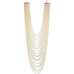 Collares Dorados Bisutería COOLSTEELANDBEYOND Oro Largo Statement Colgante Cascada Multi Capas Bola Cadena Collar, Vestir