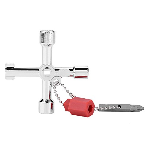 Cross Key, 4 Way Multi-Functional Universal Key, 4 In 1 Utilities Multi-Function Key With Bit Zinc Alloy Plumbers Electricians Tools #TOP6