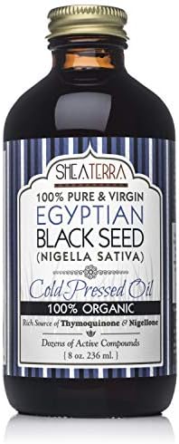 Shea Terra Egyptian Black Seed Cold Pressed Extra Virgin Oil | All Natural & Organic Oil to Boost Immune System, Improve Hair Growth & Skin Tone, Manage Chronic Dry Skin, Eczema & More - 8 oz
