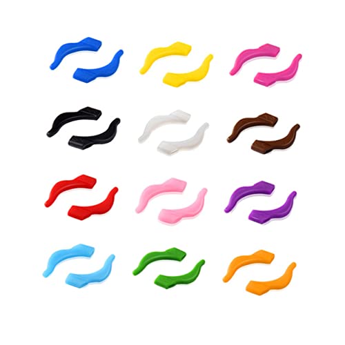 Angoily 24pair Silicone Anti-slip Eyeglasses Ear Hooks Small Anti-lost Tool for Comfortable Fit Durable Non-skid Eyewear Grips for Running and Sports Activities Mixed Colors