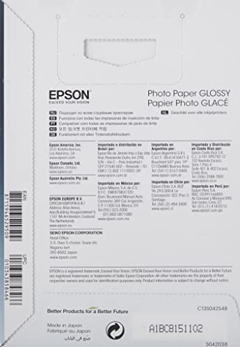 Epson Photo Paper Glossy - Borderless - S042038, 4" X 6" (100 Sheets) #TOP2