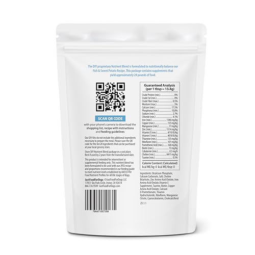 JustFoodForDogs DIY Human Grade Dog Food Nutrient Blend - Fish and Sweet Potato (168 Grams)