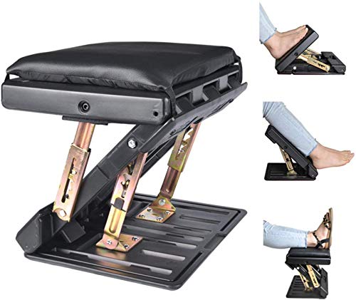 Purelemon Adjustable Footrest with Removable Soft Foot Rest Pad Max-Load 120Lbs with Massaging Beads for Car,Under Desk, Home, Train,4-Level Height Adjustment