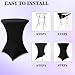 HAORUI Spandex Cocktail Table Covers, Fitted Round Highboy Stretch Table Cloths for Party, Bar, Wedding, Birthday, Banquet (Black, Fit for 30-32