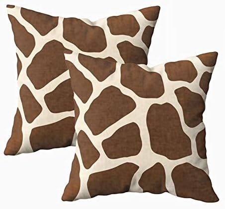EMMTEEY Home Decor Throw Pillowcase for Sofa Cushion Cover,giraffe print round Decorative Square Accent Zippered and Double Sided Printing Pillow Case Covers 18X18Inch,Set of 2