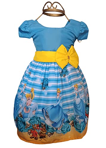 Vestido Infantil Cinderela Princesa Temático Festa Luxo Tamanho:M Veste 4 a 5 Anos;Cor:Cinderela