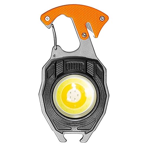 Llavero multifunción Linterna COB 400 mAh Llavero de aluminio portátil Pantalla de energía Luz Soporte ajustable multimodo Abrebotellas Linterna con destornillador, Naranja