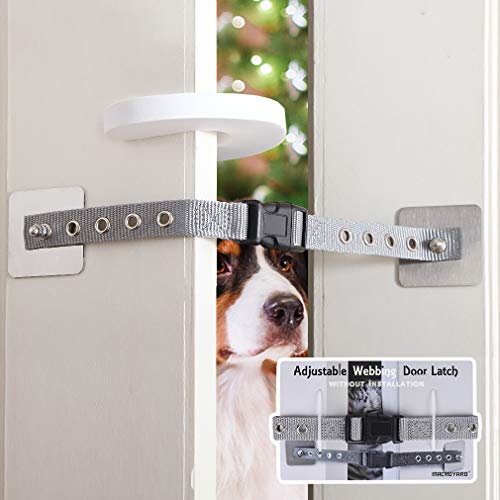 Macroyard Adjustable Door Latch & Stopper - Pet Gate Lock with Durable Strap for Dogs Cats