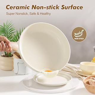 SENSARTE Padella antiaderente in ceramica, padella antiaderente per uova, padella per omelette, non tossica e sana da cucina, padella da chef, senza PFOA PFAS PTFE, compatibile con induzione, 24 cm
