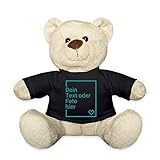 Spreadshirt Personalisierbarer Teddy Kuscheltier Selbst Gestalten mit Text und Foto Teddy, Schwarz