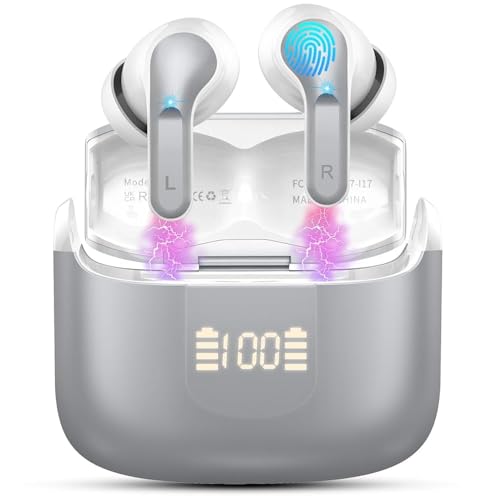 Rinsmola Wireless Earbuds, Bluetooth 5.3 Ear Buds 2025 New Wireless Headphones with 4 ENC Mics/6D HiFi Stereo Noise Cancelling in Ear Headphones, 40H Playtime Earphones, IP7 Waterproof/USB-C Headset