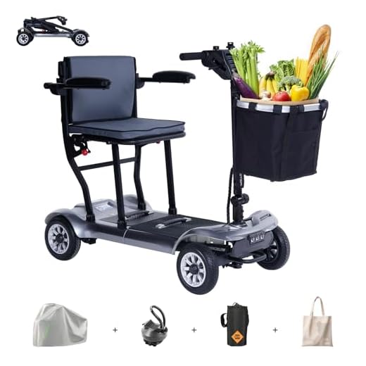 PAISEEC Ultra Lightweight Mobility Scooter for Adults, Electric Powered Mobility Scooter, 39.7 lbs Folding Design with 2 Lithium Batteries, All Terrain Travel up to 18.6 Miles Airline Approved-Grey