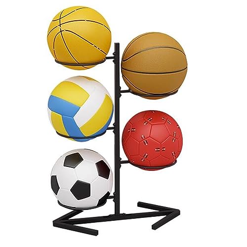 Soporte para Pelotas de Baloncesto, Soporte de Suelo para Gimnasio en casa, Escuela, Garaje, jardín de Infancia, Soporte metálico para Pelotas de Voleibol y béisbol.