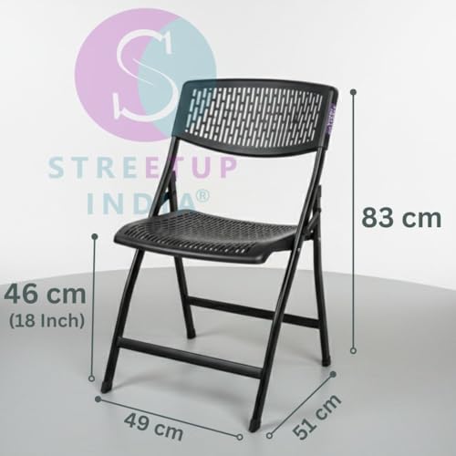 Image of Streetup India Folding Metal Chair with Nylon Seat and Backrest for Home /Kitchen /Study Chair and Restaurant /Outdoor Chair