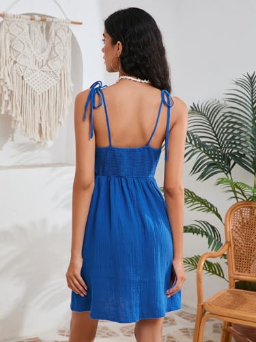 Image of SOLY HUX Women's Summer Cami Sun Dress A Line Tie Shoulder Y2k Cute Casual Short Mini Beach Babydoll Dresses