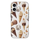 TIEXBU Nut Ice Cream Print Compatible with iPhone 17 Case Cute, Thin Slim Case Compatible with iPhone 17, Camera Control, Shockproof Protective