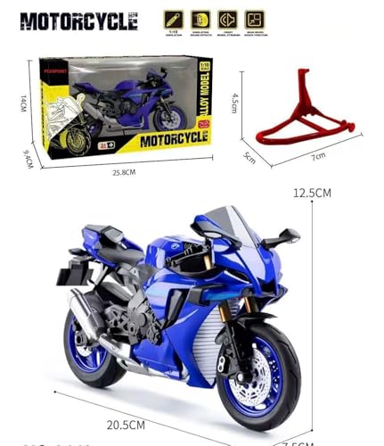 Image of PLUSPOINT Diecast R1 Motorcycle Toy Bike 1:10 Scale Model Vehicles Alloy Simulation Super Bike Also for Car Dashboard Adult Alloy Motorbike Toy Simulation Model Vehicle Toy Street Machine Kids Gift