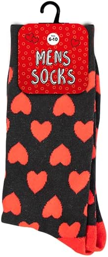 Men's Heart Socks, UK Size 6-10 - Perfect Valentine's Day Gift for Him, Love Heart, Romantic Presents for Men, Boyfriend, Husband Mens Gift