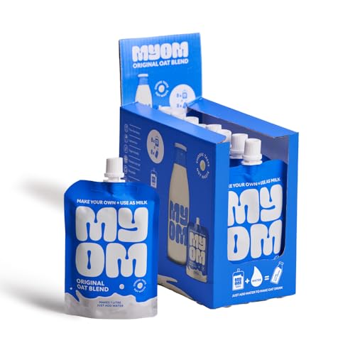 MYOM - Oat Milk Drink - Makes 8 Litres - Multipack 8 x 130g - Vegan Plant Based Oat Drink with Vitamin D3, Vitamin B12 and Iodine - Low Sugar - Dairy Free Plant-Based Milk