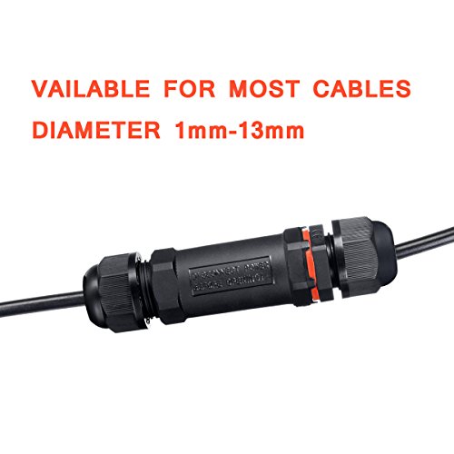 Zacfton Verbindungsmuffe Kabelverbinder Wasserdicht IP68 CUJ-01 Verbindungsbox für Ø1-13 mm Kabeldurchmesser 3er-Pack,Schwarz