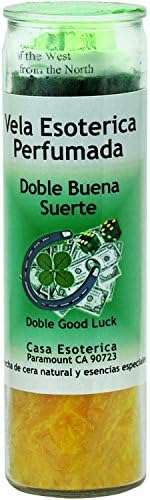 Indio SPRITIUAL Palm Oil Candle-Double Good Luck Green/Yellow Candle - Esoteric Palm Oil Wax(Doble Buena)