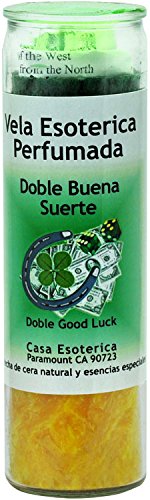 Indio Spritiual Palm Oil Candle-Double Good Luck Green/Yellow Candle - Esoteric Palm Oil Wax(Doble Buena) #TOP6