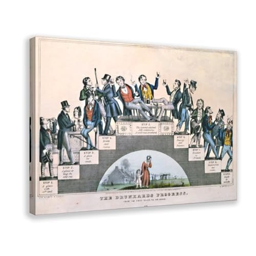 Drunkards Progress Nathaniel Currier poster toile pour habiller un mur vide cadre suspendu 20x30