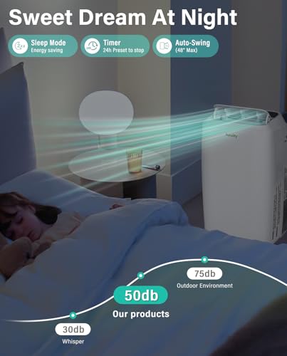 Image of Hykolity WiFi Enabled Portable Air Conditioner, 12,000 BTU 5 in 1 Quiet Smart AC Unit with 3-Speed Fan, Dehumidifier, 24H Timer & Sleep Mode, Window Kits for Home, Rooms, Up to 550 Sq.Ft