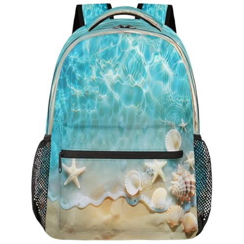 Mochila escolar de viaje para laptop de 15.6 pulgadas con diseño de estrellas de mar