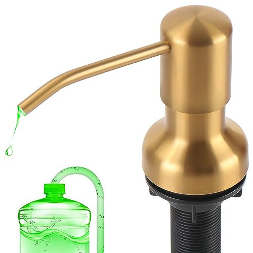 Image of Soap Dispenser for Kitchen Sink, Sink Soap Dispenser with Longer Threaded Shaft Shank, 47 inch Extension Tube Connects Directly to Dish Soap Container, Wider Pump Head Base(Golden)