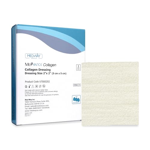 MedVance Collagen Wound Dressing Pads (2x2) Highly Effective Advanced Collagen Dressing for Wounds Comfortable & Easy Use Wound Repair Pads for Managing Minor Cuts Scrapes & More