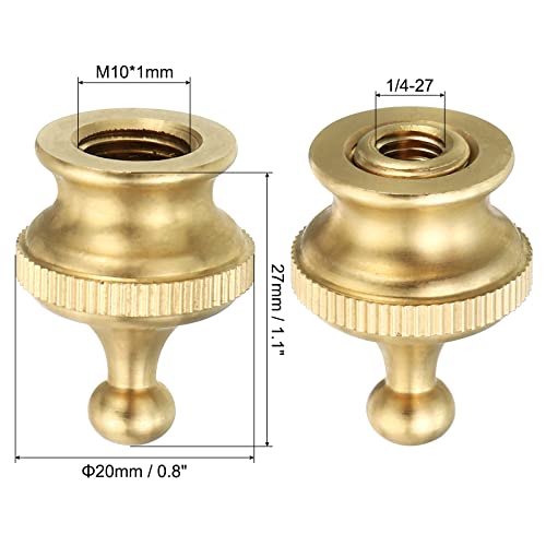 Image of PATIKIL 1.1 inch Tall Brass Lamp Finials Cap Knob, 2 Set Round Lamp Screw Holder Tapped 1 /4-27 for Table and Floor Lamp Shade Decorations