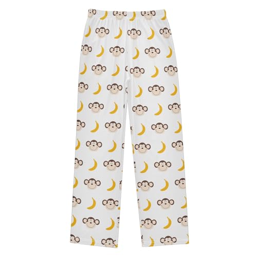 ZZXXB Lovely Monkey Banana Boys Long Pants Soft Trousers Elastic Waist Kids Lounge Bottoms with Pockets S-XL