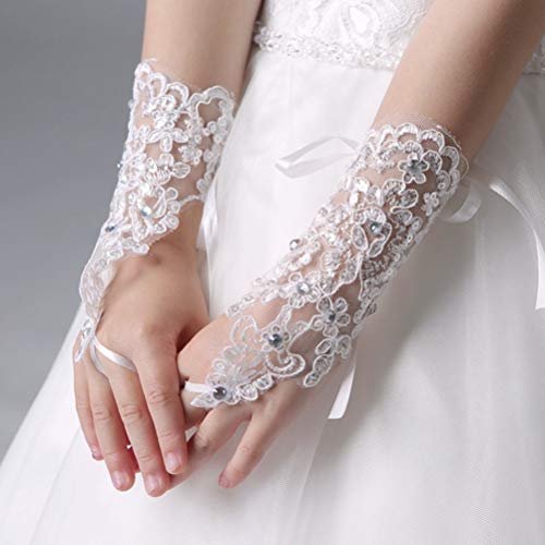 Lace Communion Gloves Wedding Pageant Princess Flower Girls Gloves4