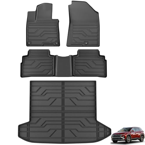 KARPAL Floor Mats for Hyundai Tucson 2022 2023 2024 2025 2026 (Not Fit Hybrid & PHEV) All Weather TPE Car Mats Cargo Liners Accessories 1st & 2nd & Cargo Liner