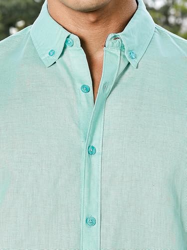 Image of Thomas Scott Men's | Linen Blend | Solid | Premium Cotton Linen Blend | Full Sleeve | Casual Shirt for Men