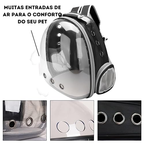 Mochila De Transporte Para Pets Cachorros E Gatos Com Ventilação Transparente E Visão Panorâmica Bol