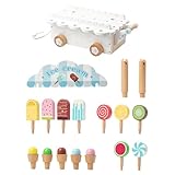 Juego De Tienda De Helados,Carrito de Madera para Juego Simbólico Divertido e Imaginativo - Heladería De De Simulación | para Fiestas De Cumpleaños, Niños Y Niñas De 3 A 6 Años, Cocina, Supermer