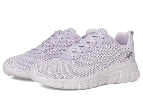 Skechers Women's BOBS Sport Women's Sneakers – Visionary Essence Lace-Up Knit, Vegan & Washable, Lilac, 5.5