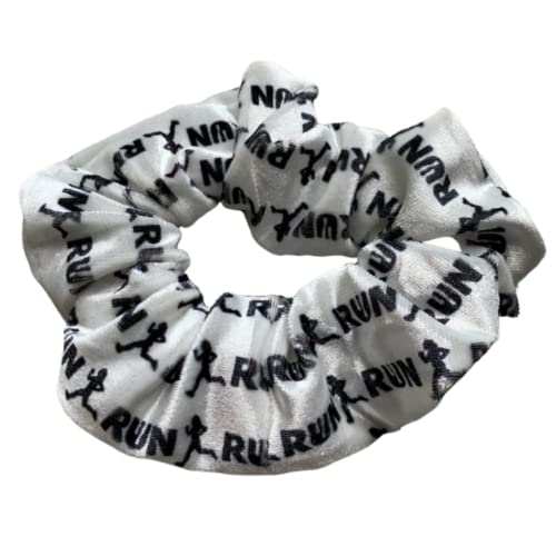 Runner Scrunchie, Track and Field Hair Accessories, Cross Country No Crease Runner Premium Velvet Elastics, Gift for Women Runners (Run)